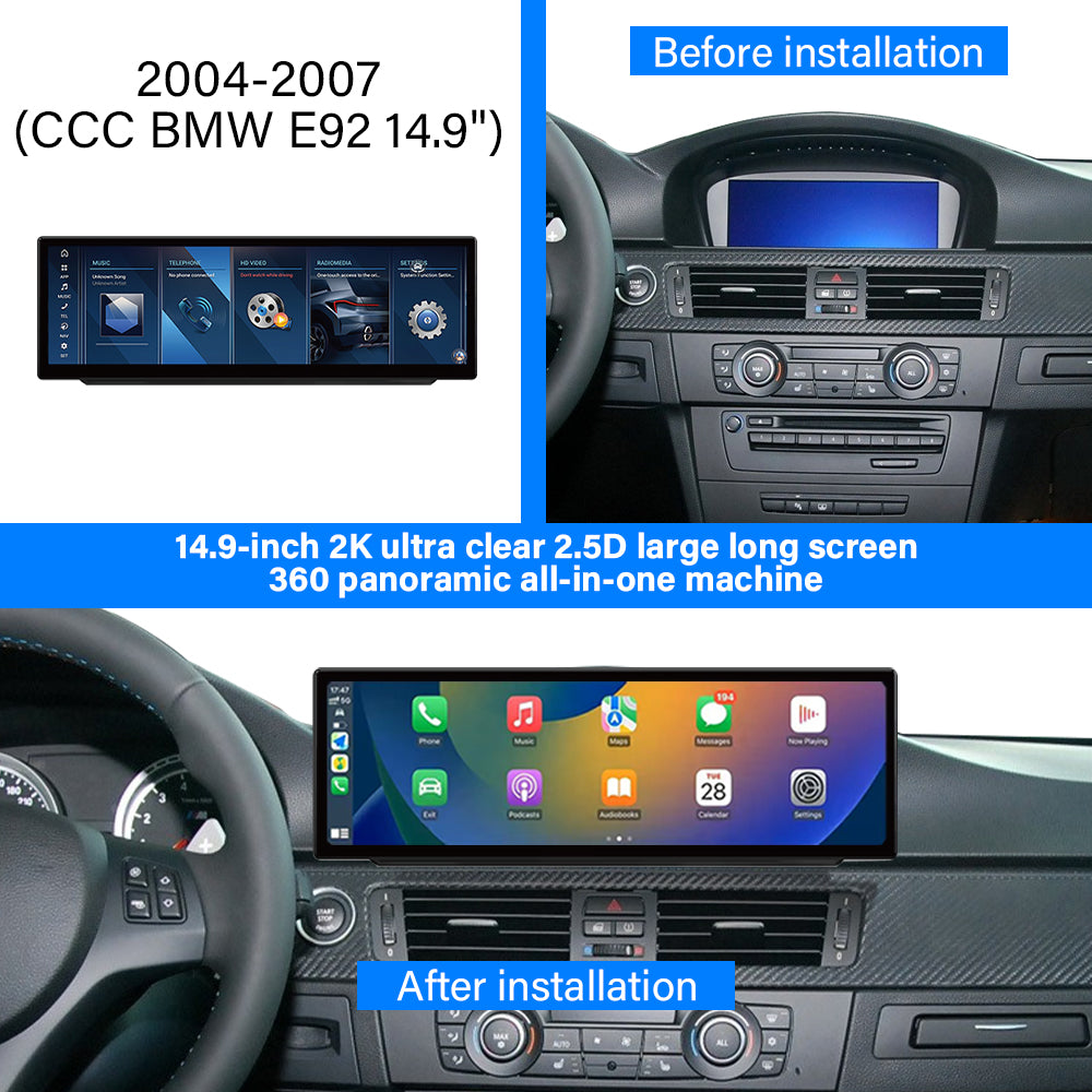 2006–2013 E92 3 series 10.25"/12.3"/14.9"Android Car Screen Wireless Apple CarPlay Android Auto Navigation Car DVD Player for BMW NBT CIC EVO CCC System