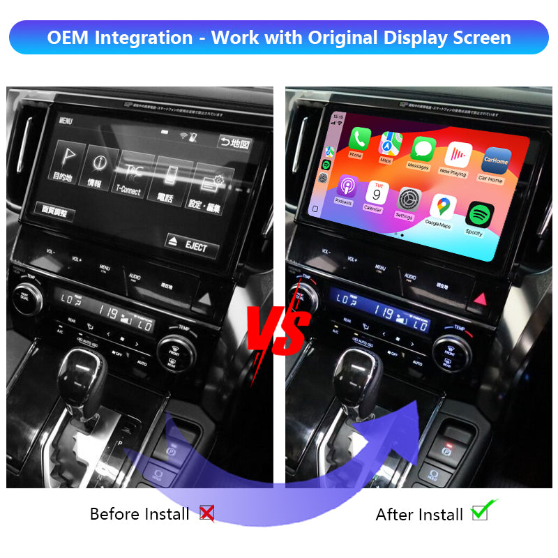 2008-2022 Toyota Alphard / Vellfire OEM head units wireless Apple CarPlay & Android Auto Decoder Module integration kits