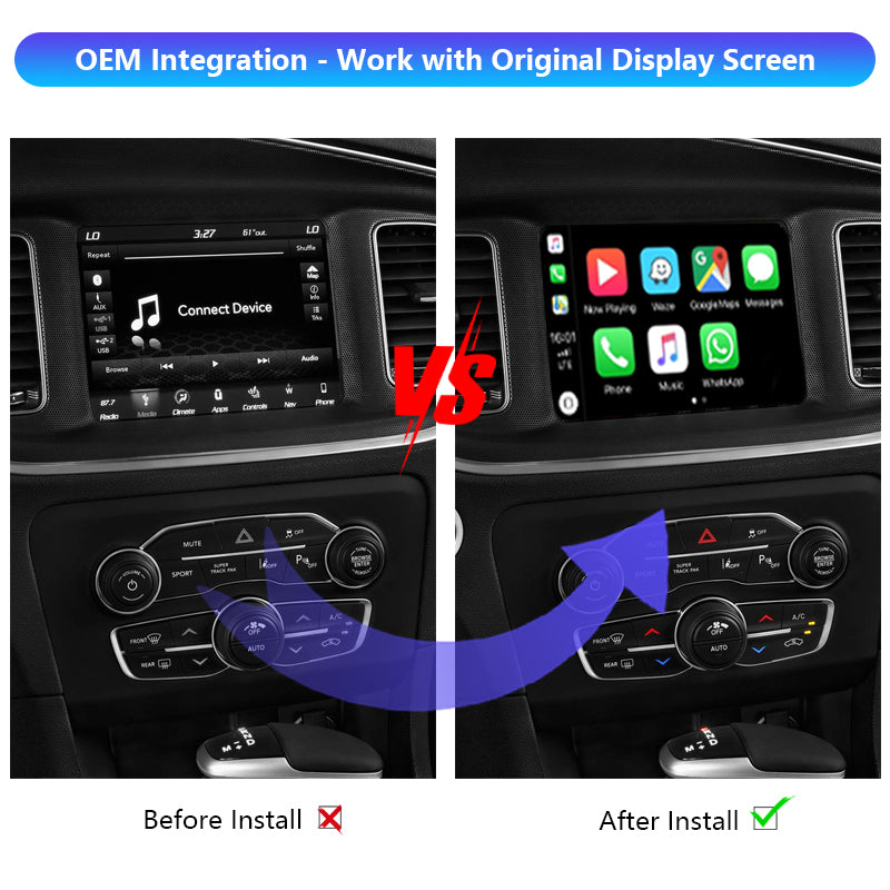 AutoMMI 2015 - 2022 Dodge Challenger Wireless Apple CarPlay Android Auto Decoder Module Interface Kit