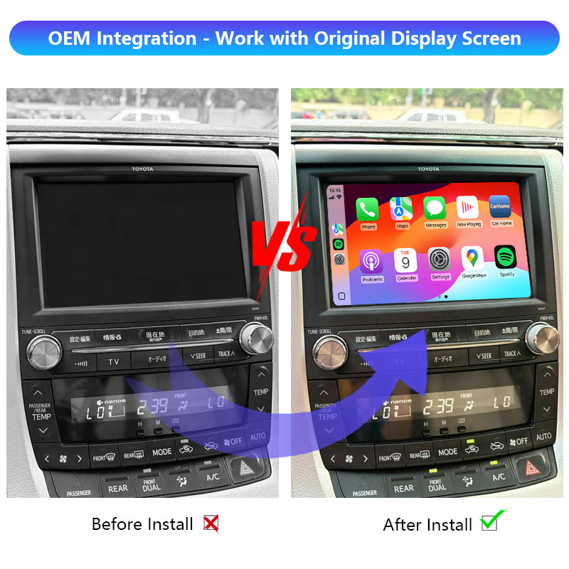 2008-2022 Toyota Alphard / Vellfire OEM head units wireless Apple CarPlay &amp; Android Auto Module integration kits