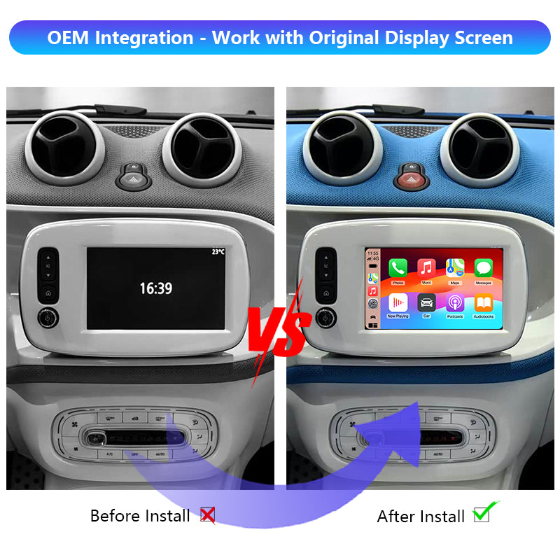 AutoMMI 2016 - 2019 Smart Fortwo Forfour 453 Wireless Apple CarPlay Android Auto Decoder Module Interface Kit