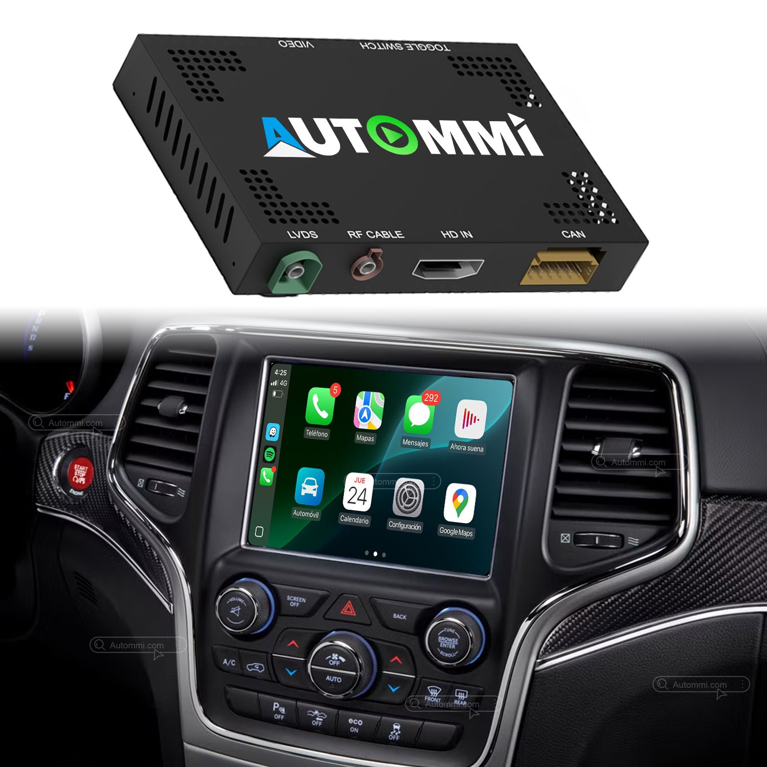 AutoMMI 2014-2020 Jeep Grand Cherokee Uconnect 8.4 Wireless Apple CarPlay Android Auto Decoder Module Interface Kit