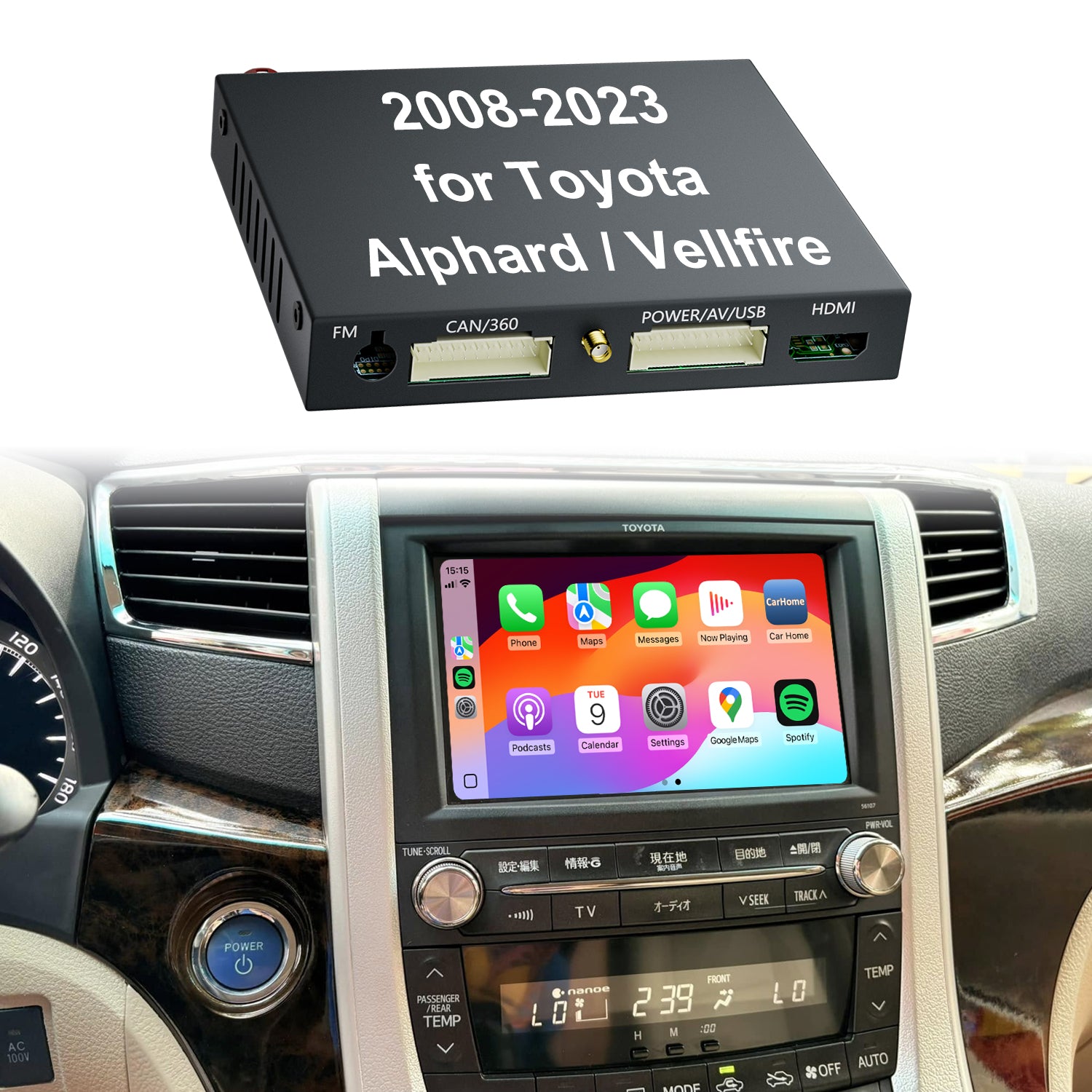 2008-2022 Toyota Alphard / Vellfire OEM head units wireless Apple CarPlay &amp; Android Auto Module integration kits