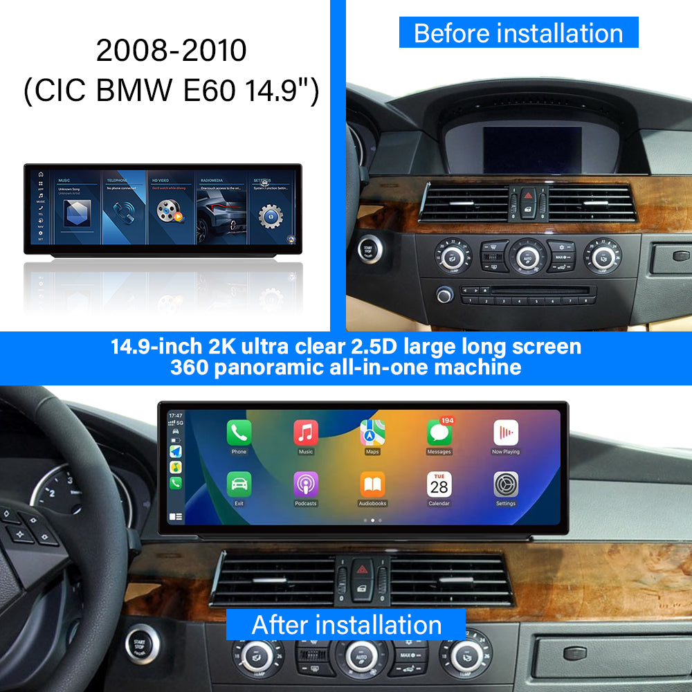 2008-2010 E60 BMW 5 series 10.25" /12.3"/14.9"Android Car Screen Wireless Apple CarPlay Android Auto Navigation Car DVD Player