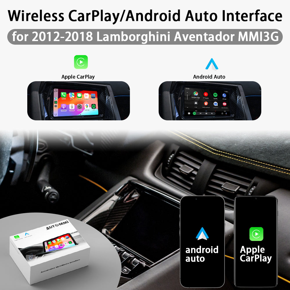 AutoMMI 2012-2018 Lamborghini Aventador MMI3G Wireless Apple CarPlay Android Auto Decoder Module Interface Kit