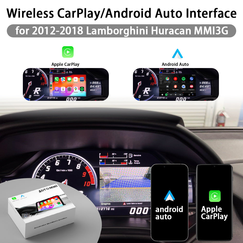 AutoMMI 2012-2018 Lamborghini Huracan MMI3G Wireless Apple CarPlay Android Auto Decoder Module Interface Kit